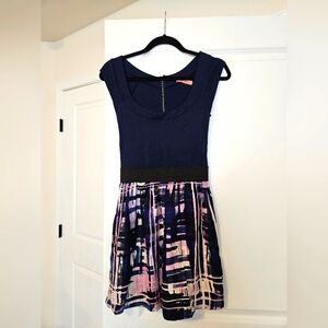 Gorgeous navy silk dress size S plunge neckline